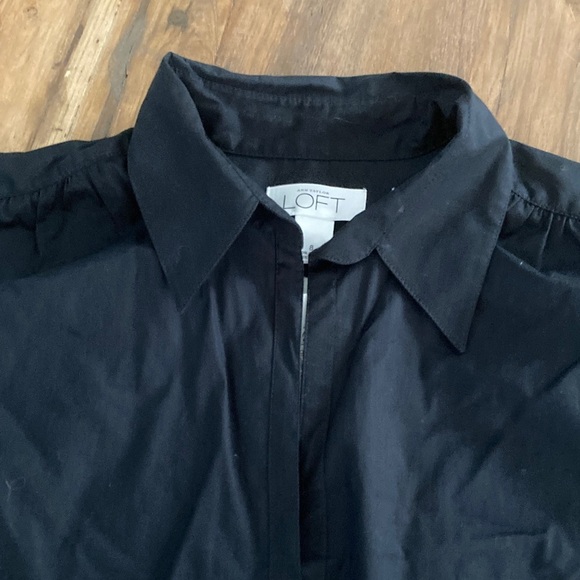LOFT Classic Black Collared Blouse - Picture 6 of 6